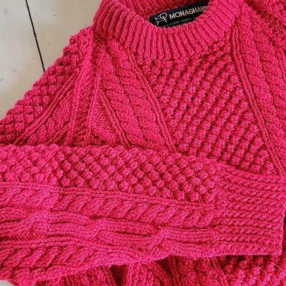 Vintage Monaghans Traditional Irish Handknit Cable Knit Sweater - Picture 3 of 6